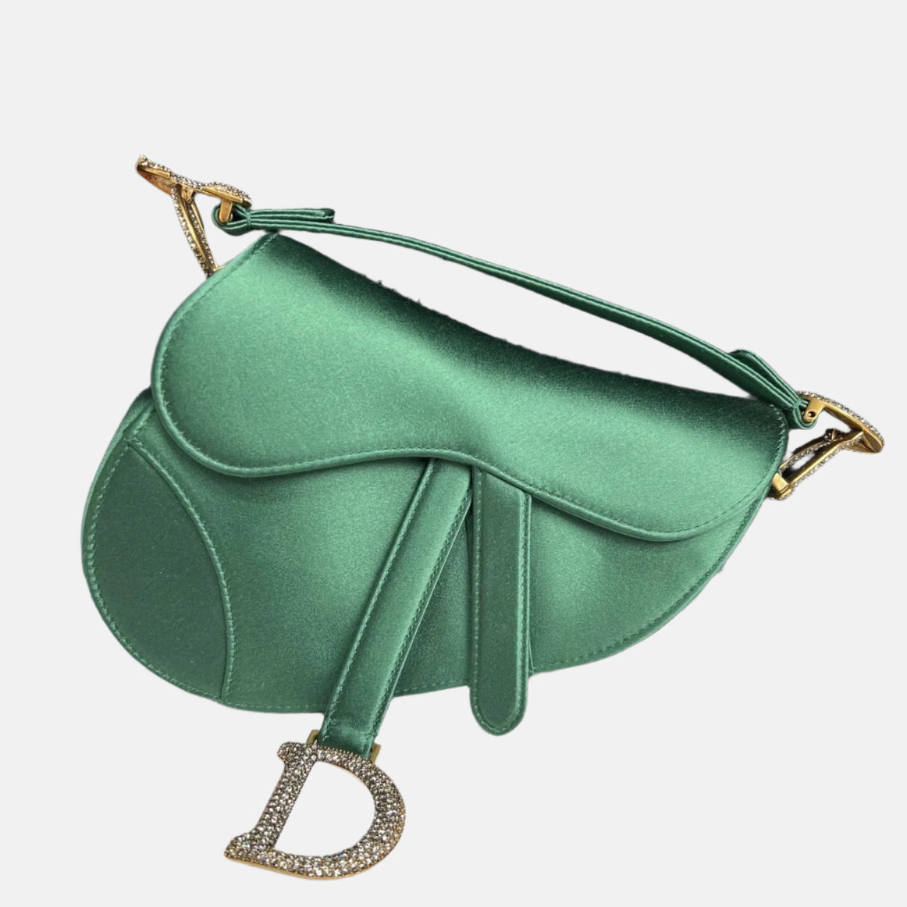 Dior Saddle Mini 2019 Silk Emerald Green with crystals