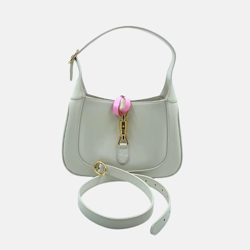 Gucci Jackie 1961 White Leather Bag with Adjustable Strap Size Small
