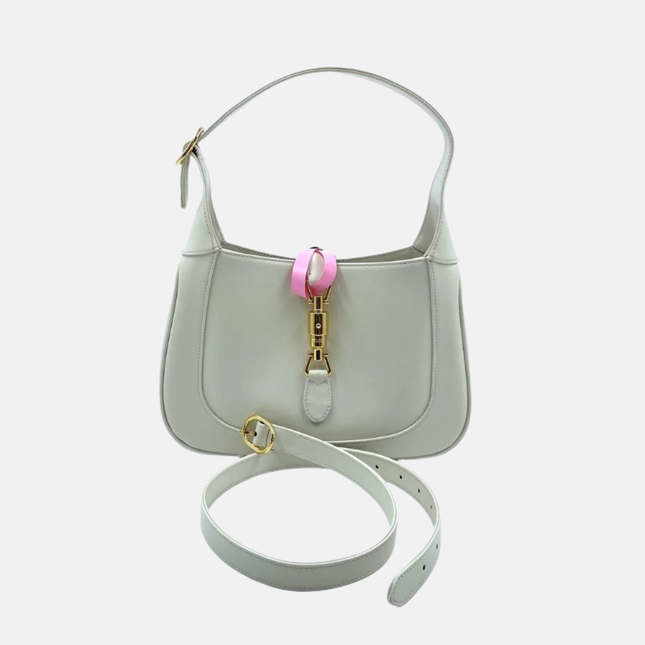 Gucci Jackie 1961 White Leather Bag with Adjustable Strap Size Small
