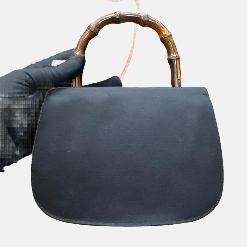 Gucci Bamboo 1947 Night Super Mini Black Nylon Evening Bag with Original Chain