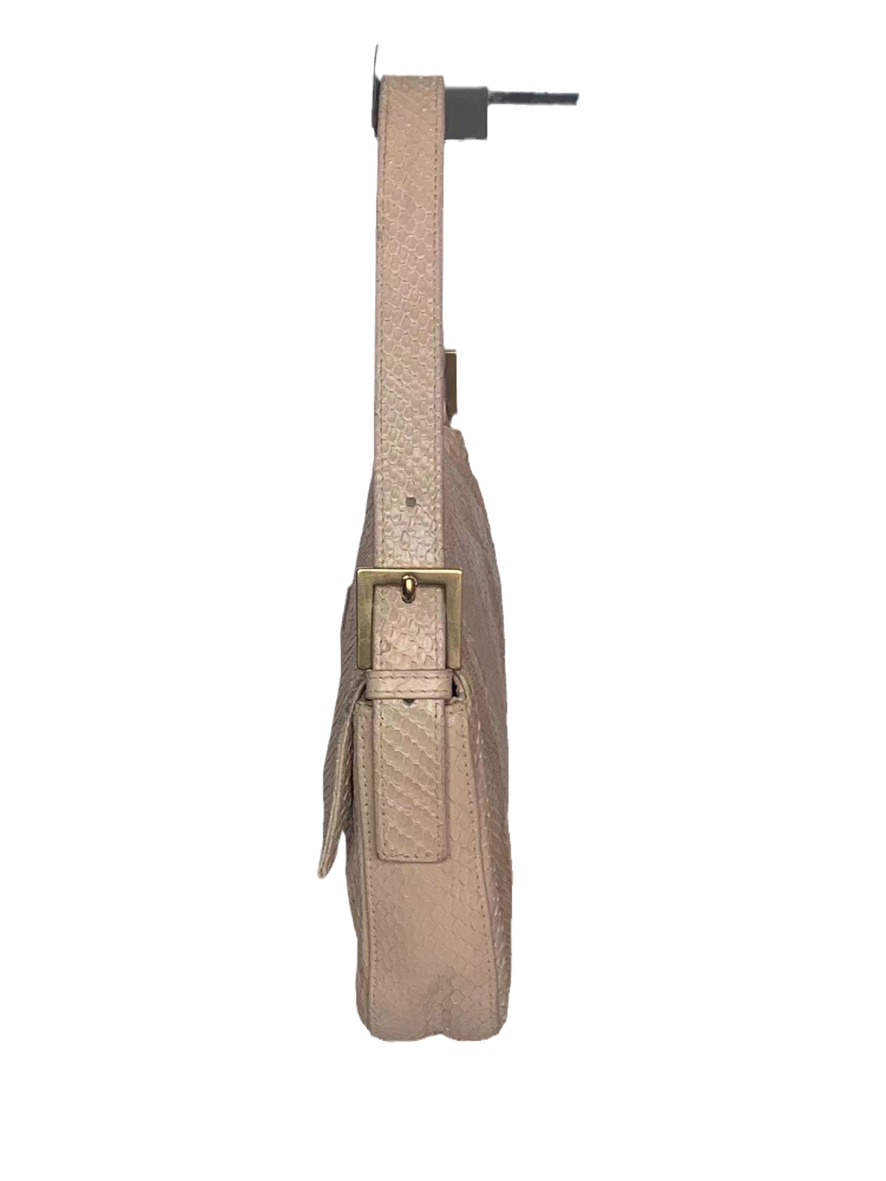 Fendi baguette nude pink python leather shoulder bag