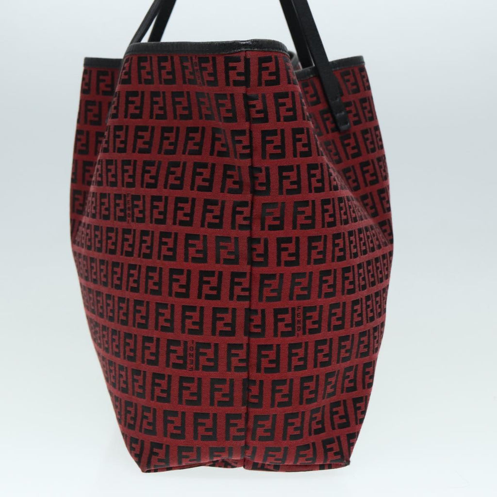 FENDI Zucchino Canvas Tote Bag Red Black Silver 90199