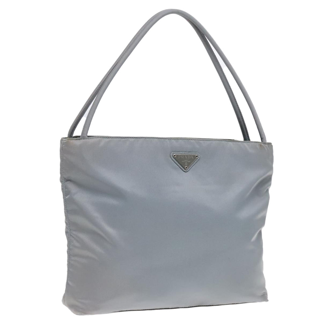 PRADA Tote Bag Nylon Light Blue Silver 90235