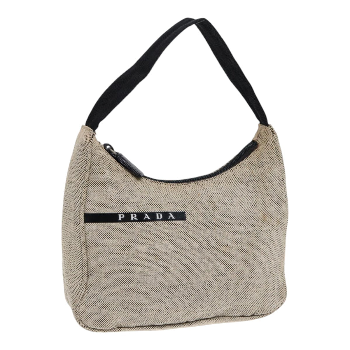 PRADA Sports Hand Bag Canvas Silver Beige 90361