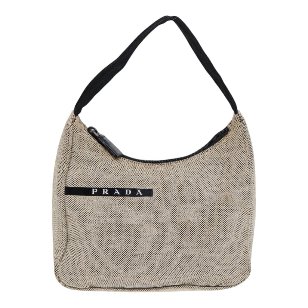 PRADA Sports Hand Bag Canvas Silver Beige 90361