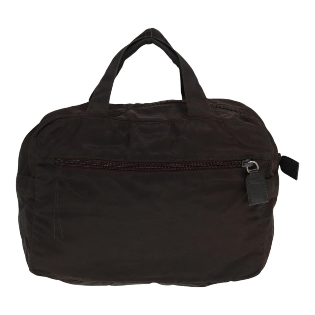 PRADA Hand Bag Nylon Brown Silver 90376