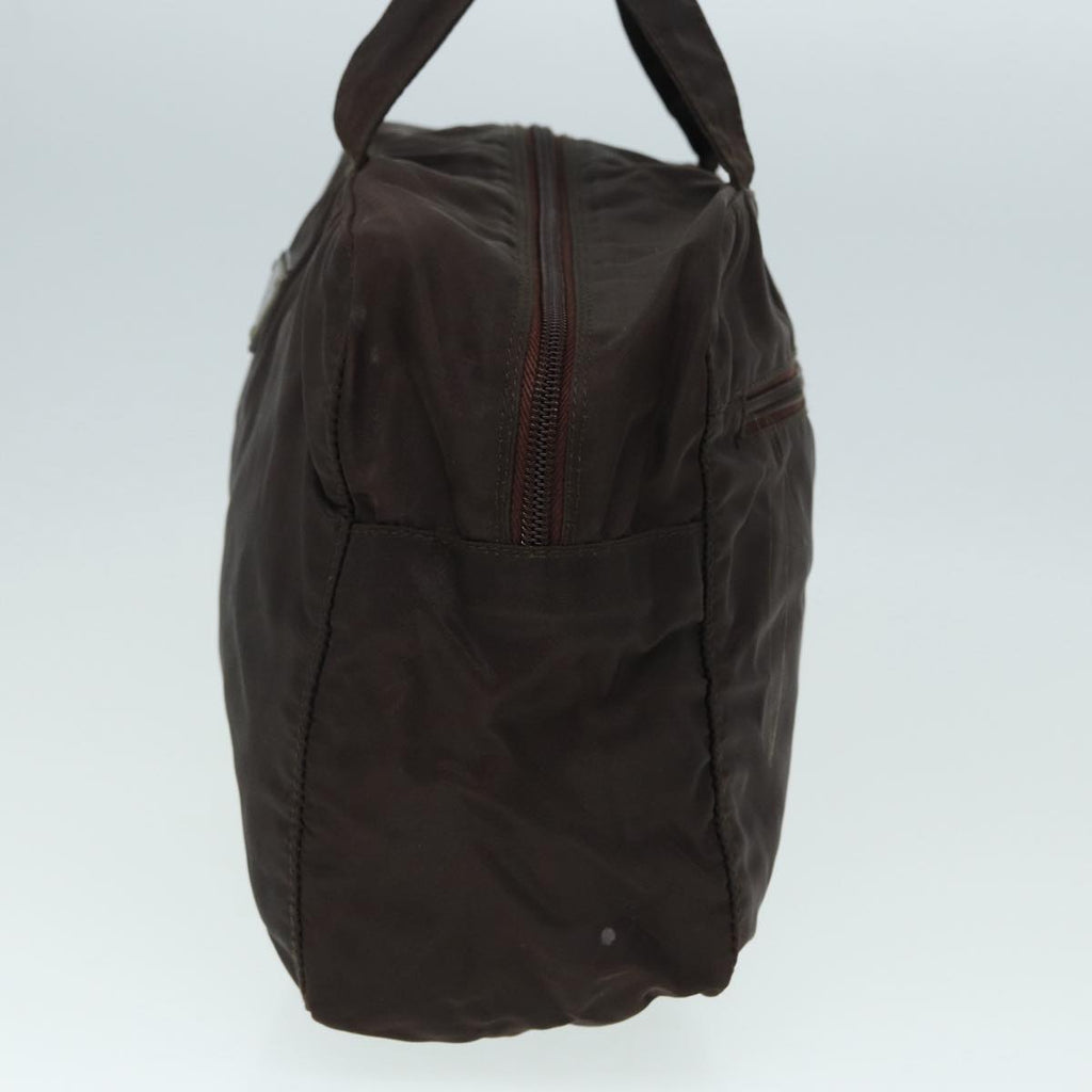 PRADA Hand Bag Nylon Brown Silver 90376