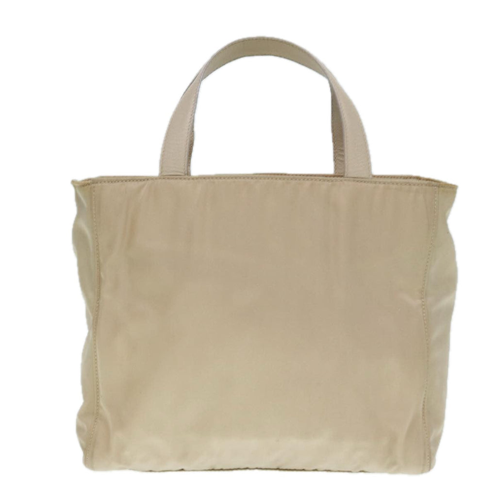 PRADA Hand Bag Nylon Beige Gold 90379