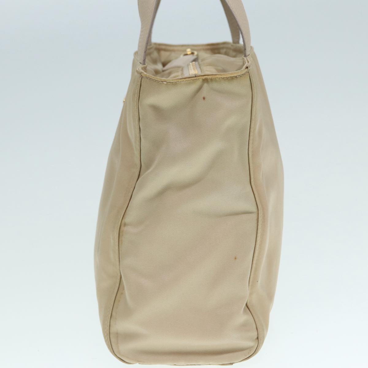 PRADA Hand Bag Nylon Beige Gold 90379