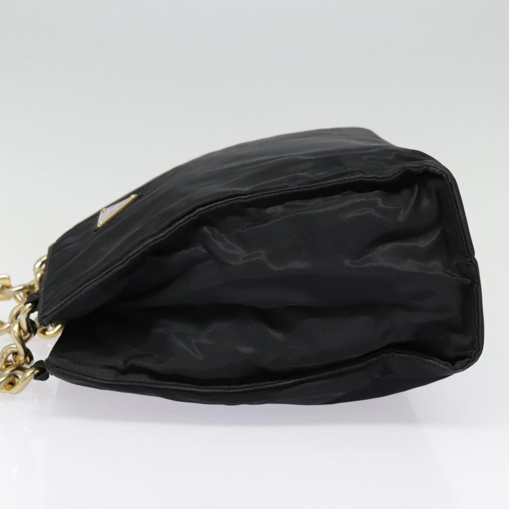 PRADA Hand Bag Nylon Black Gold 90752