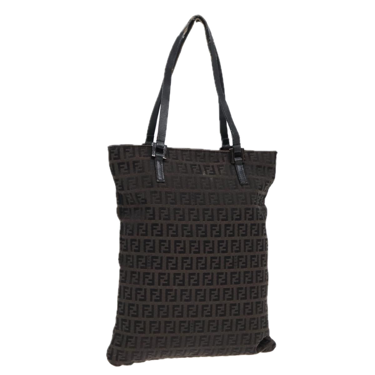 FENDI Zucchino Canvas Tote Bag Dark Brown 90829