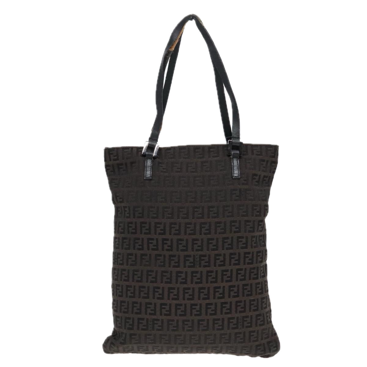 FENDI Zucchino Canvas Tote Bag Dark Brown 90829
