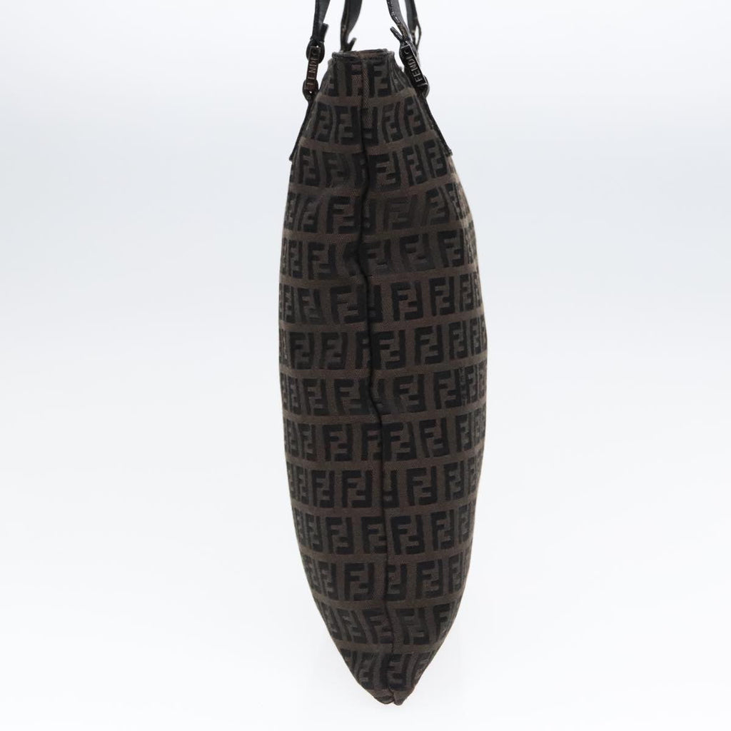 FENDI Zucchino Canvas Tote Bag Dark Brown 90829