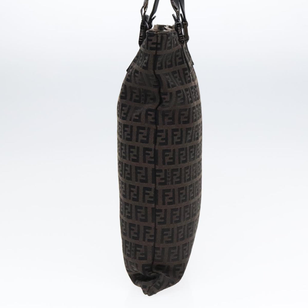 FENDI Zucchino Canvas Tote Bag Dark Brown 90829