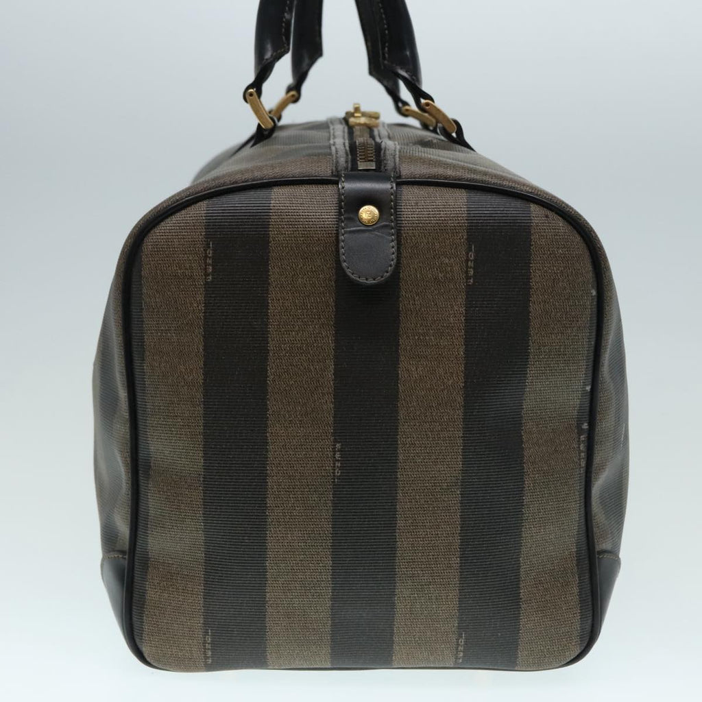 FENDI Pecan Canvas Boston Bag Brown Black gold 90887