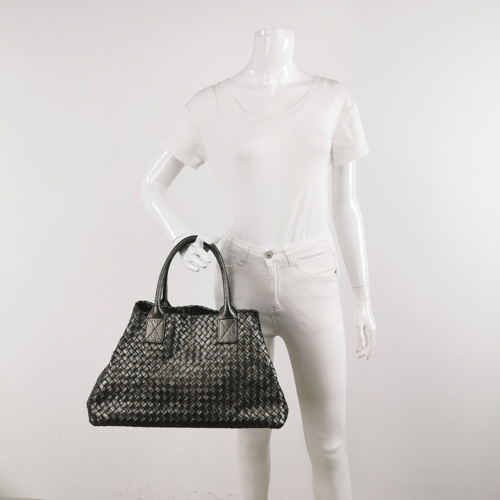Bottega Veneta Cabat Large Intreccio Leather Tote Bag Metallic 40cm