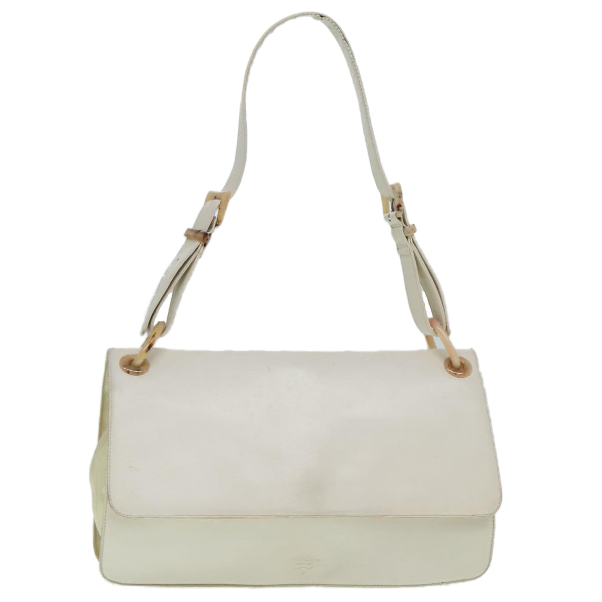 PRADA Shoulder Bag Leather White Silver 91257