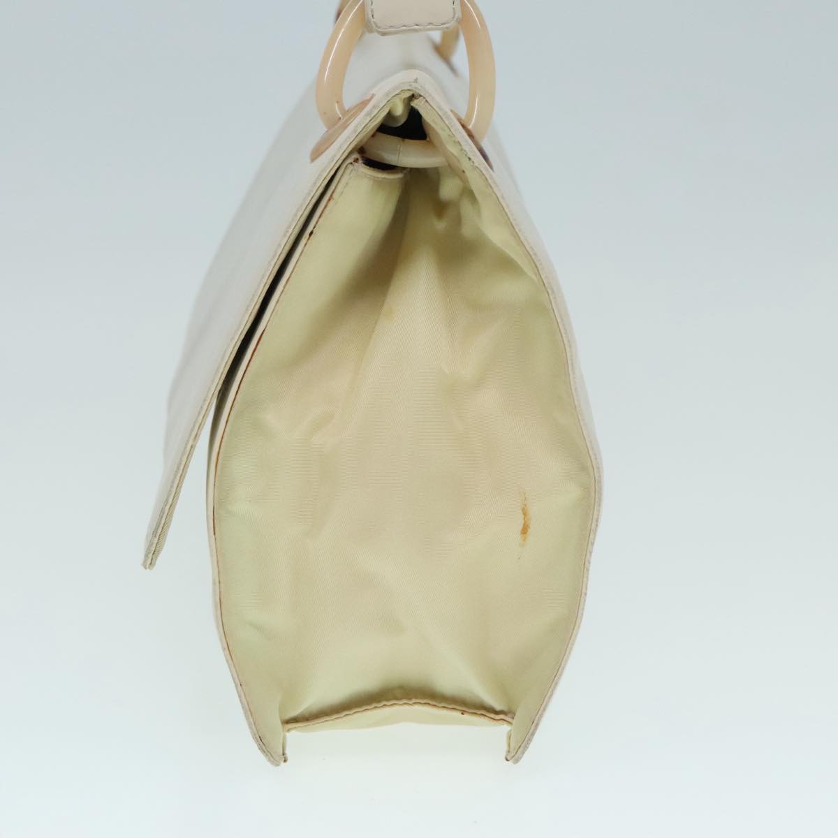 PRADA Shoulder Bag Leather White Silver 91257