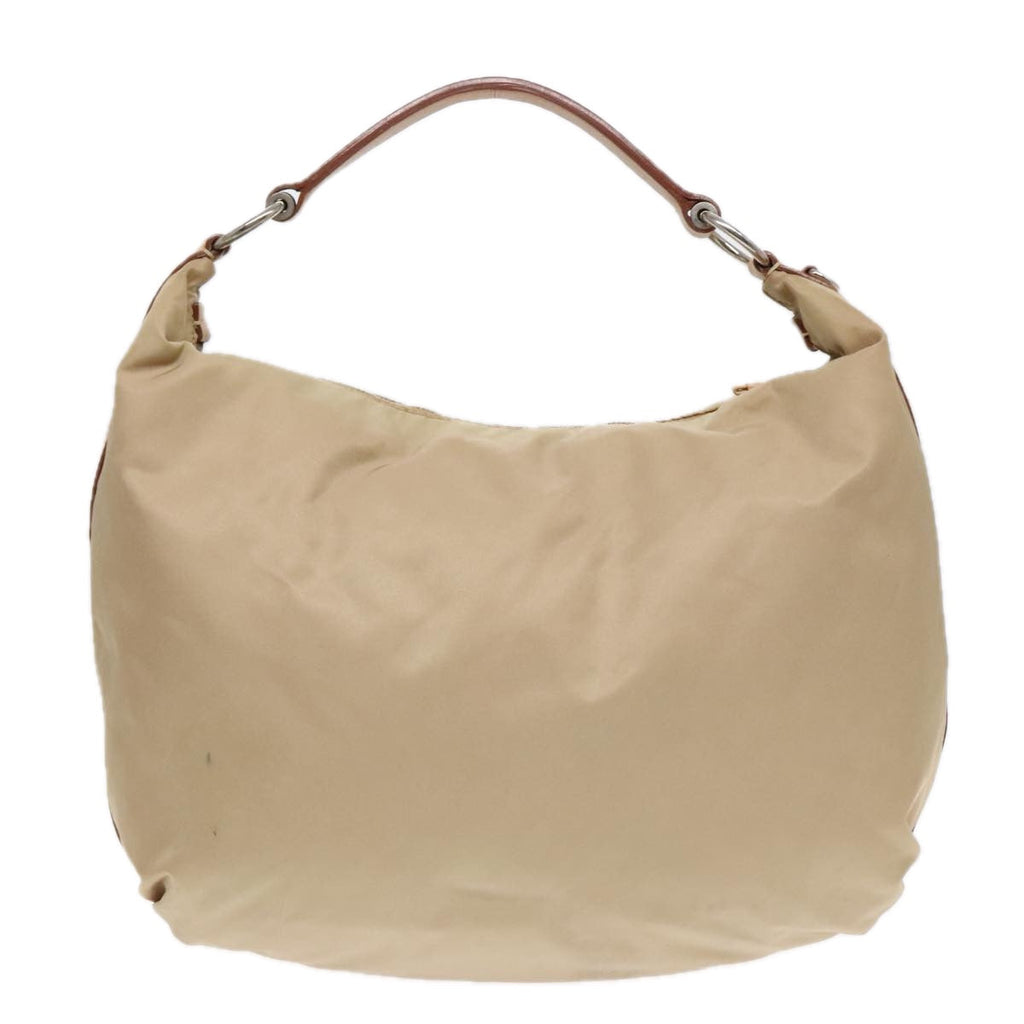 PRADA Shoulder Bag Nylon Leather Beige Silver 91407