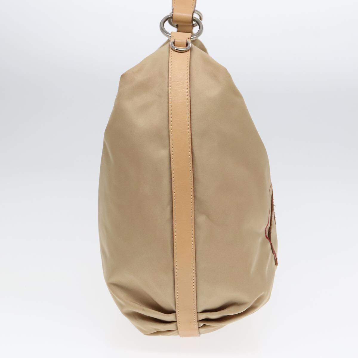 PRADA Shoulder Bag Nylon Leather Beige Silver 91407