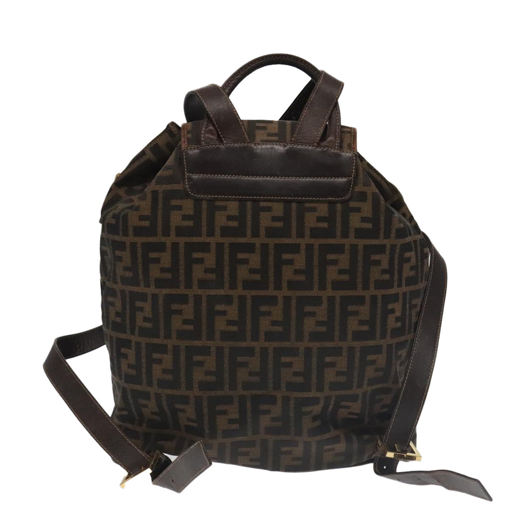 FENDI Zucca Canvas Backpack Brown Black gold 91551