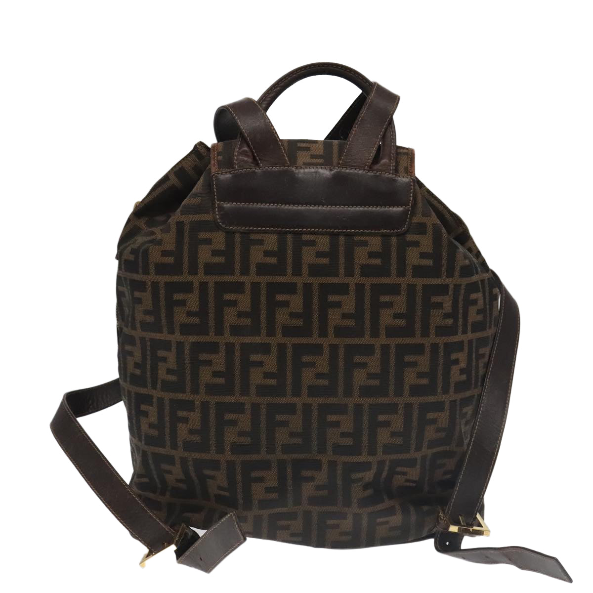 FENDI Zucca Canvas Backpack Brown Black gold 91551