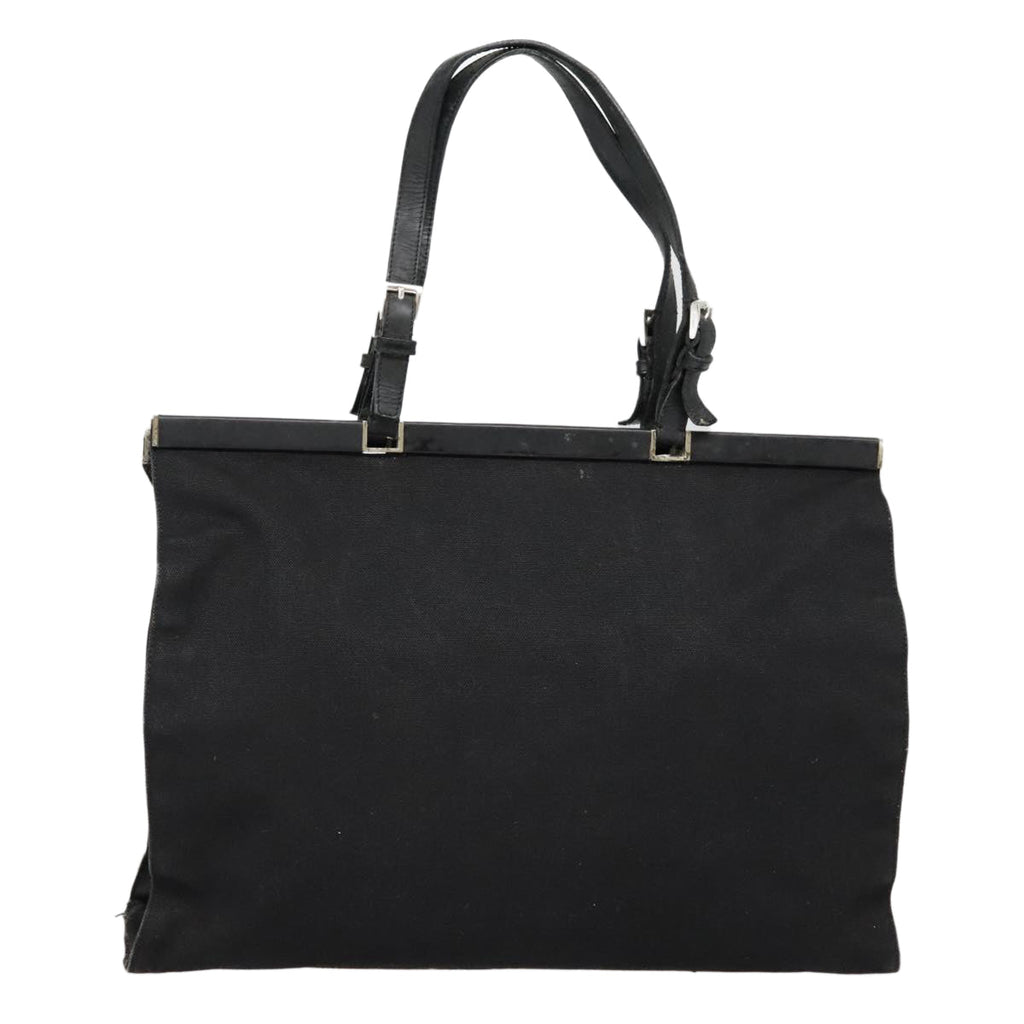 PRADA Tote Bag Canvas Black Silver 91760