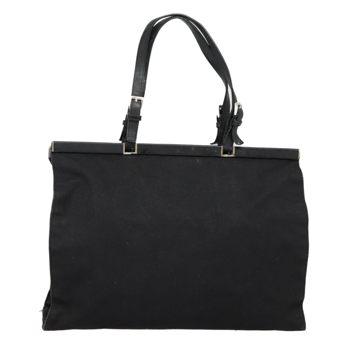 PRADA Tote Bag Canvas Black Silver 91760