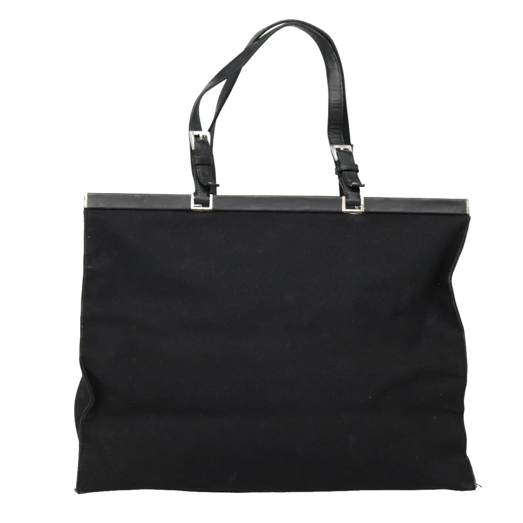 PRADA Tote Bag Canvas Black Silver 91760