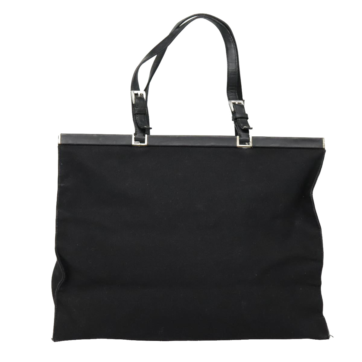 PRADA Tote Bag Canvas Black Silver 91760
