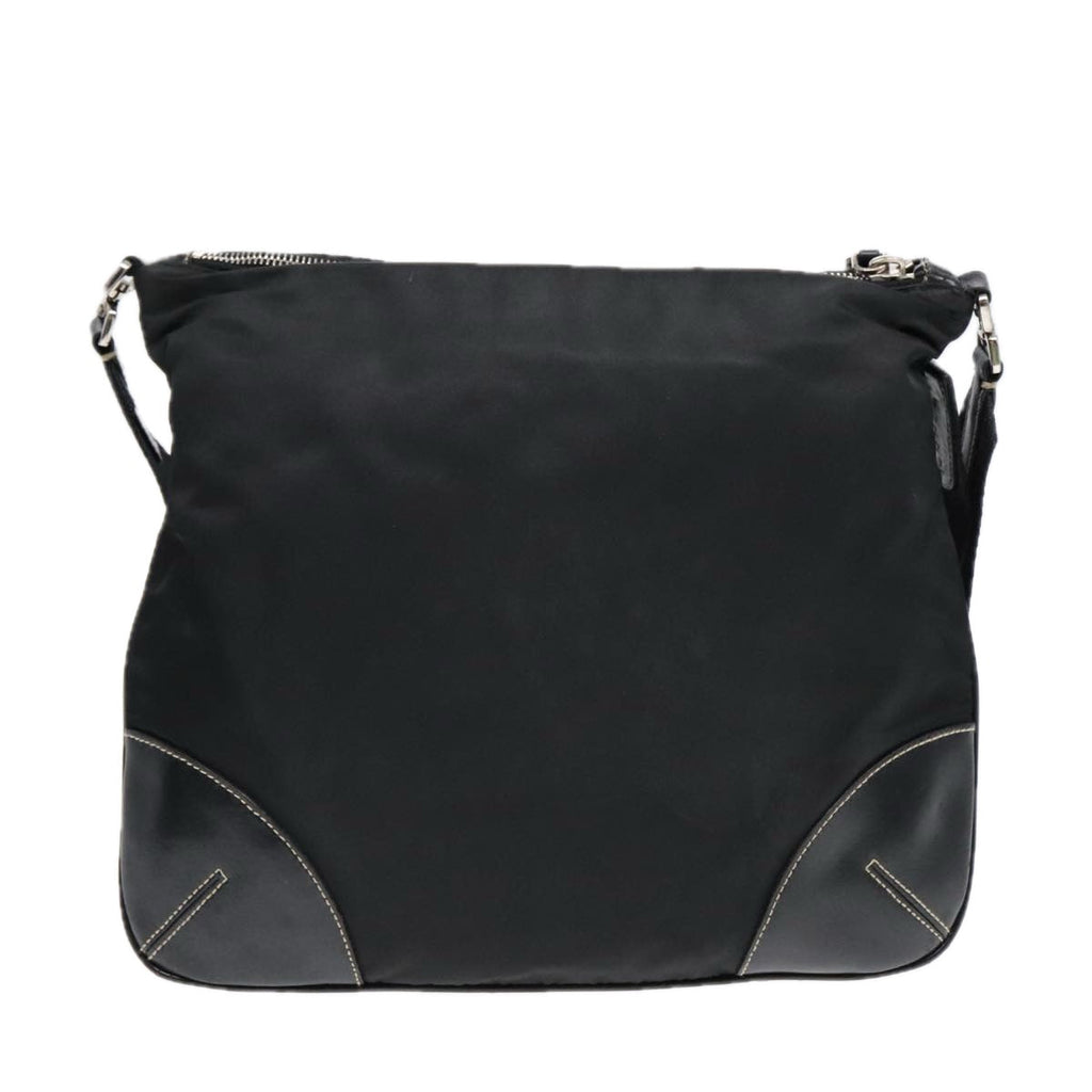 PRADA Shoulder Bag Nylon Leather Black Silver 91835