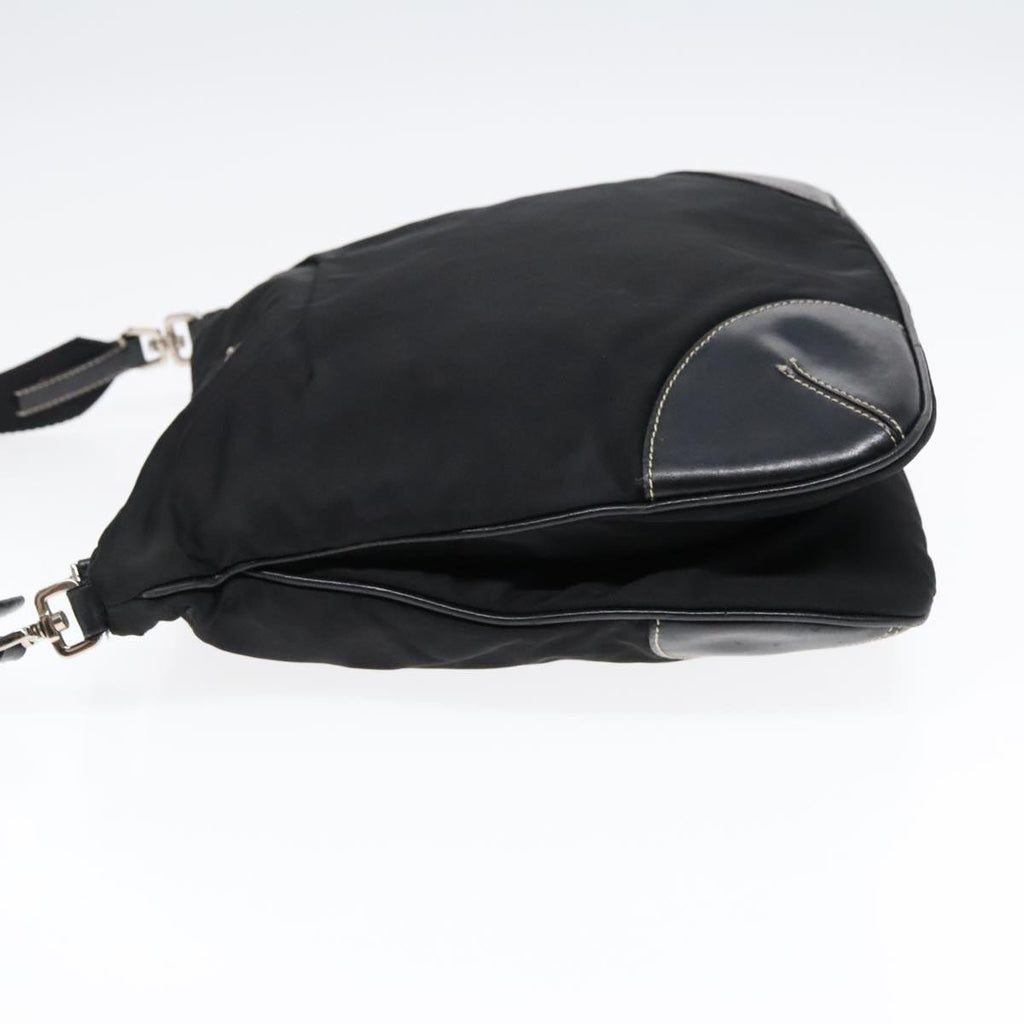 PRADA Shoulder Bag Nylon Leather Black Silver 91835