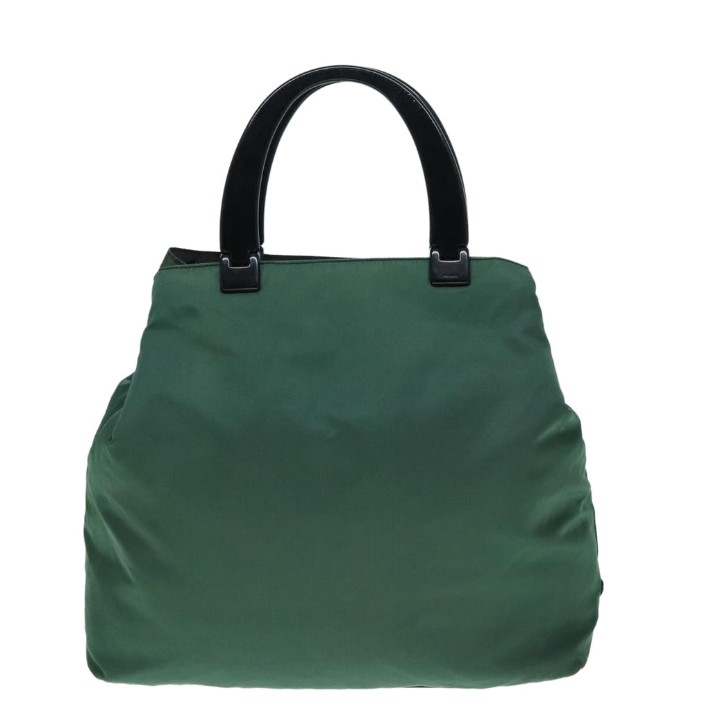 PRADA Hand Bag Nylon Plastic Khaki Black Silver 92115