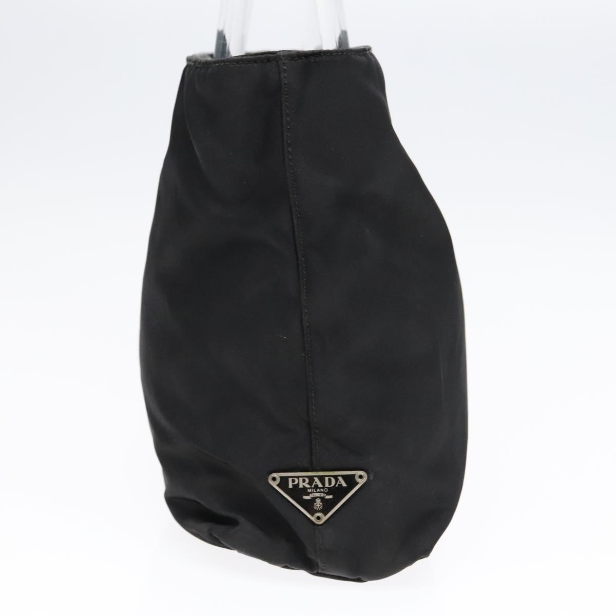 PRADA Hand Bag Nylon Plastic Black Clear Silver 92116