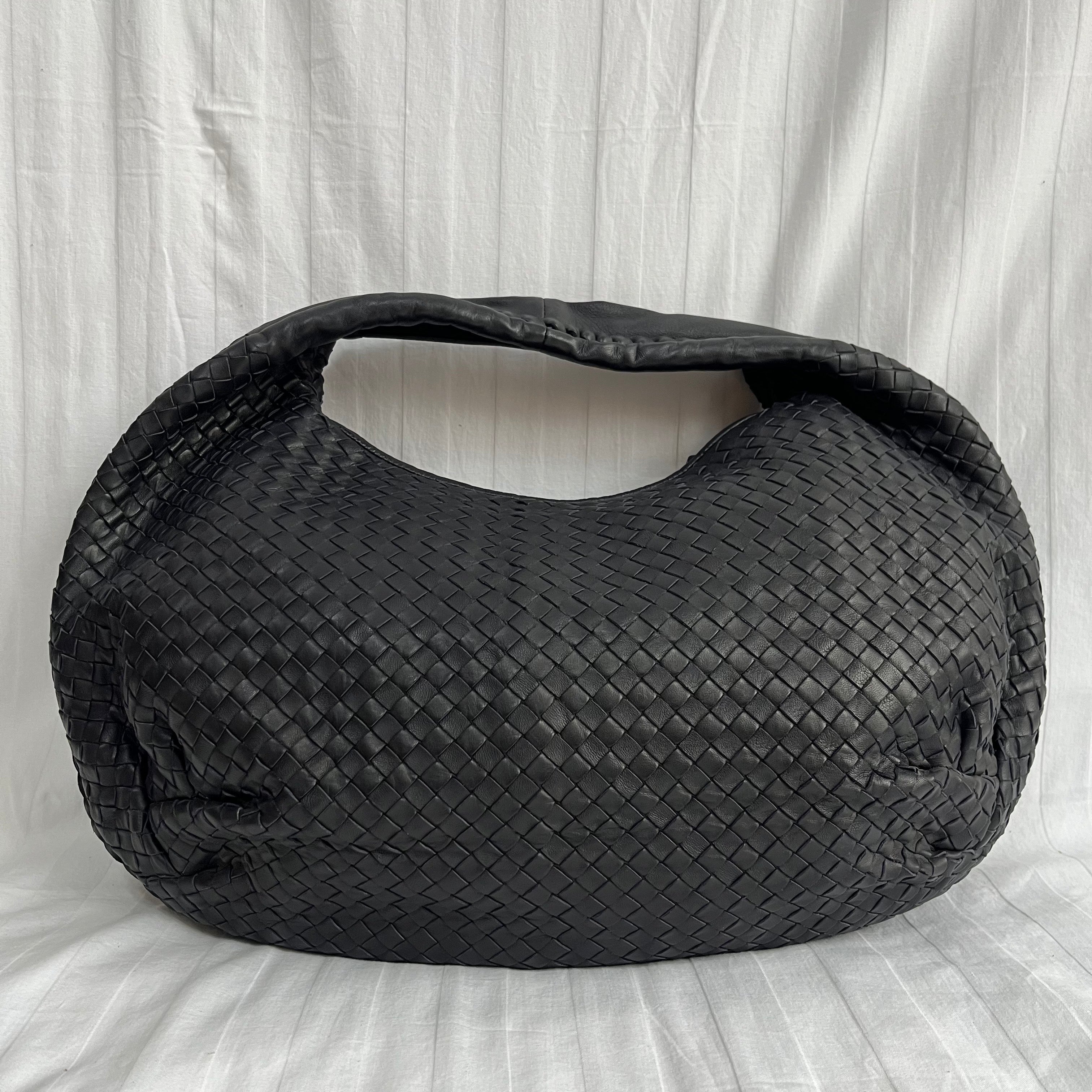 Bottega Veneta Belly Hobo Intrecciato Black Leather Maxi 50cm