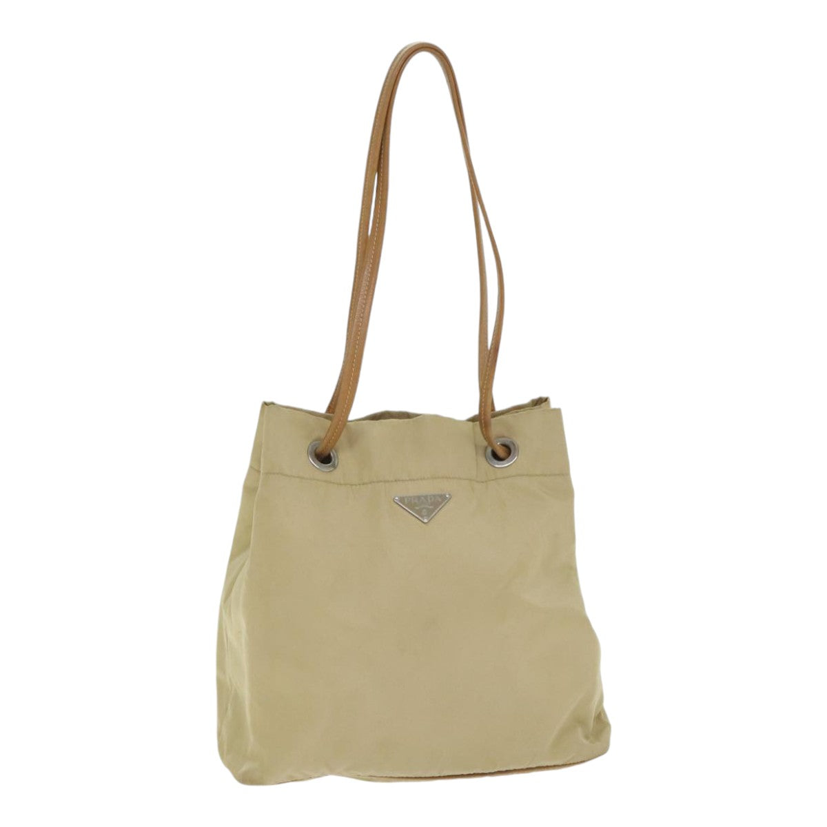 PRADA Shoulder Bag Nylon Beige Silver 92399