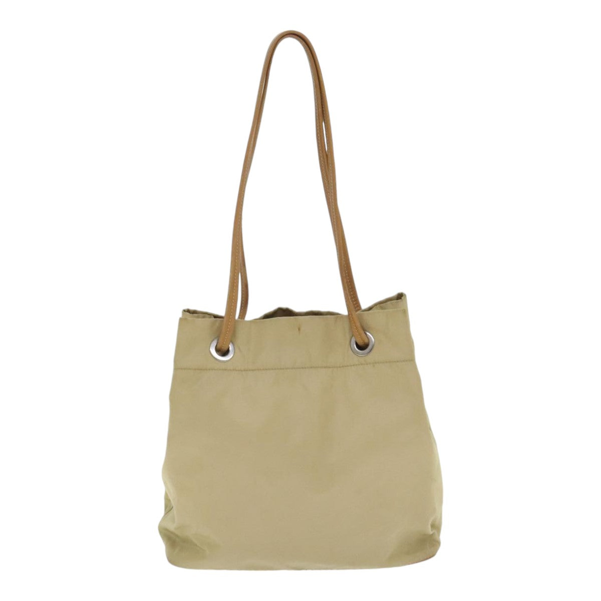 PRADA Shoulder Bag Nylon Beige Silver 92399