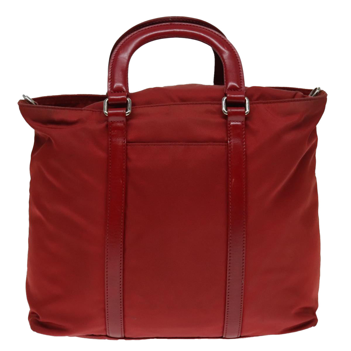 PRADA Hand Bag Nylon 2way Red Silver 92474