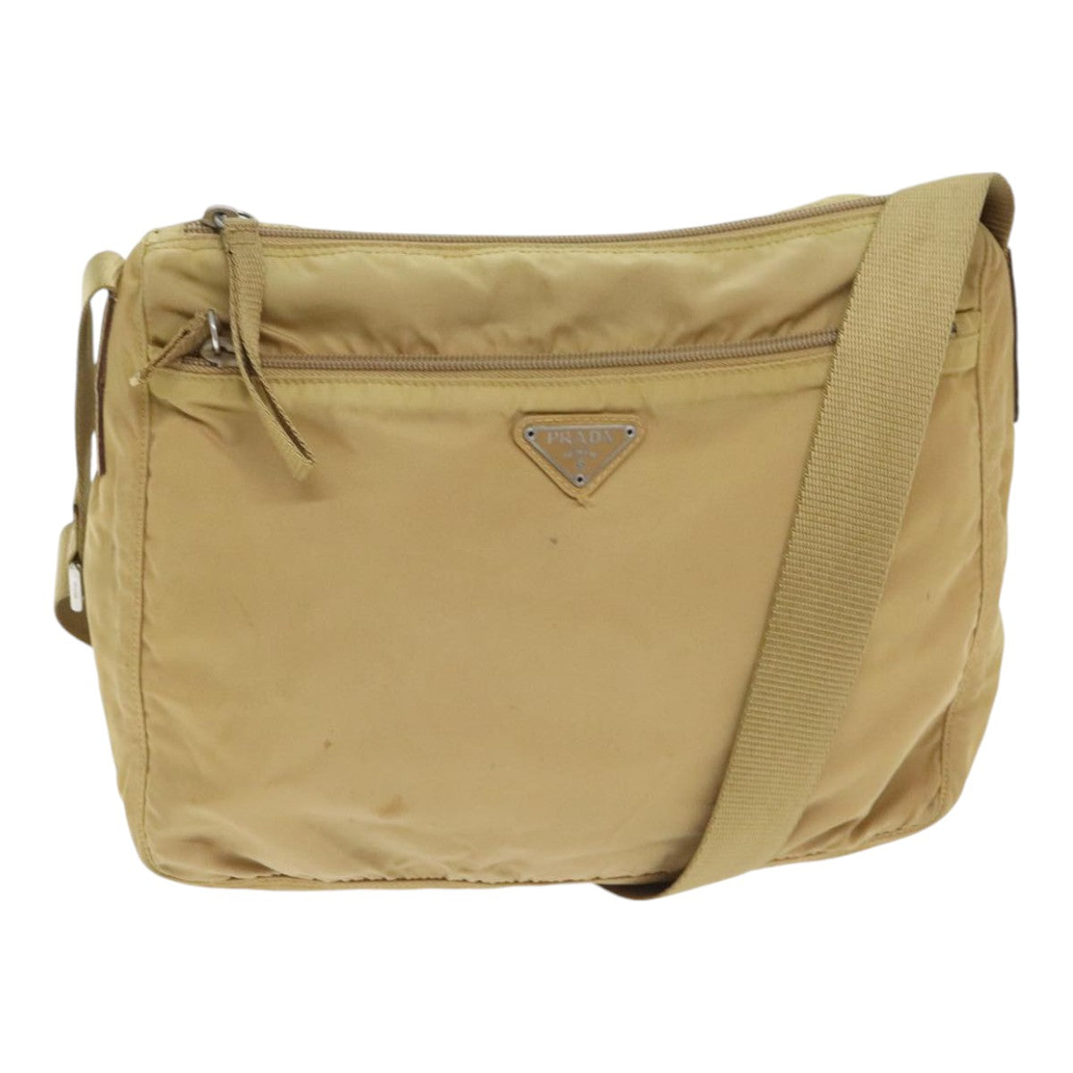 PRADA Shoulder Bag Nylon Beige Silver 92490
