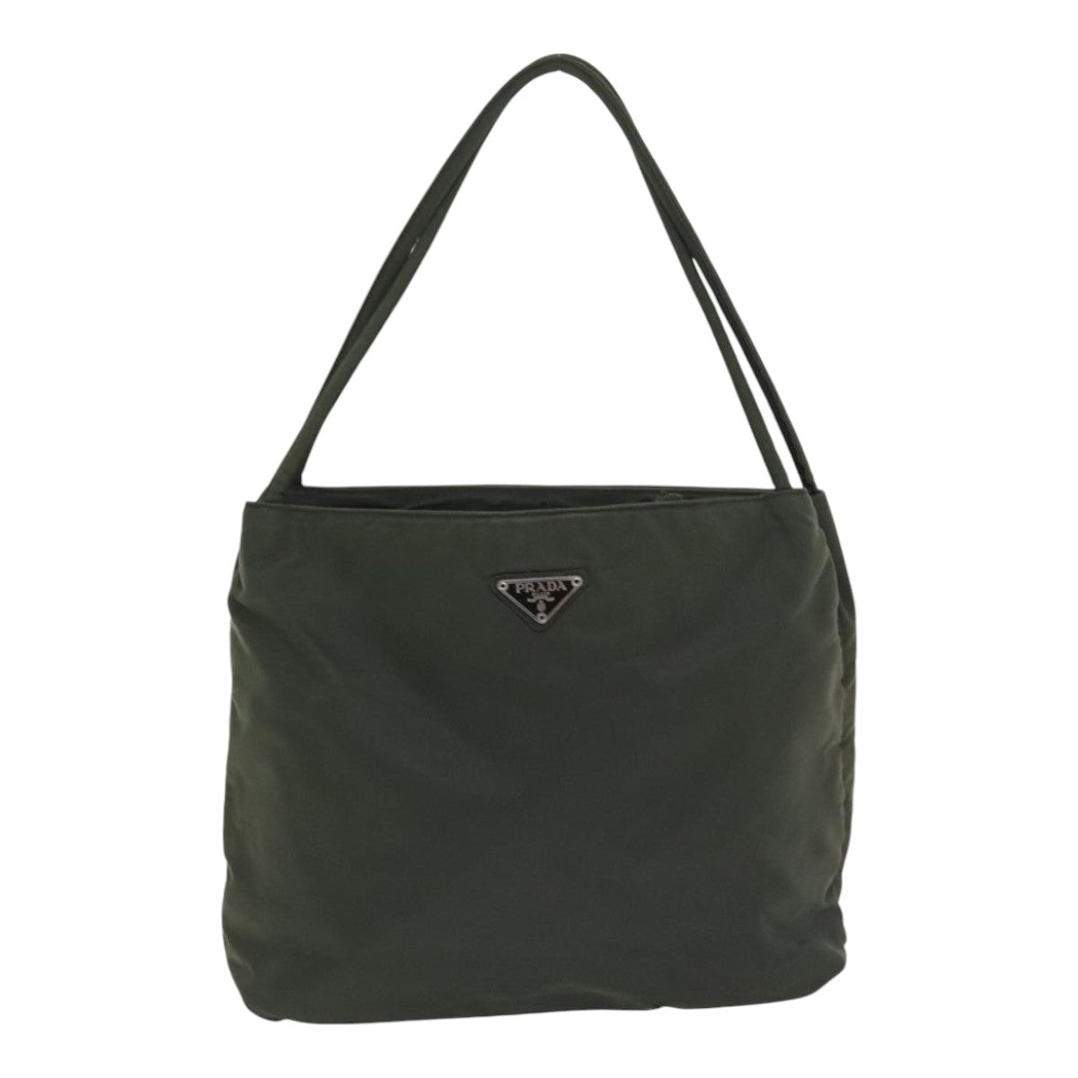 PRADA Tote Bag Nylon Khaki Silver 92860