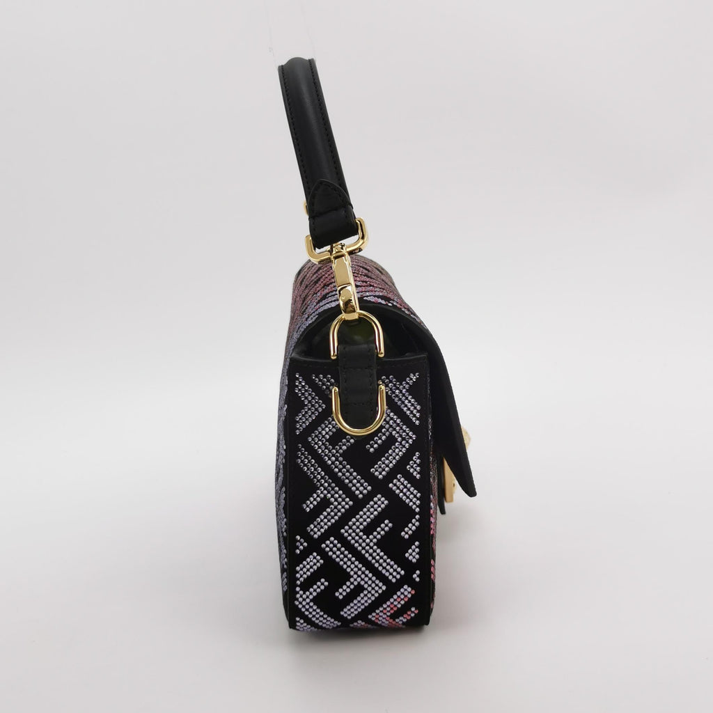 Fendi x Versace Baguette Black Suede With Multi-color Crystal Embellishment