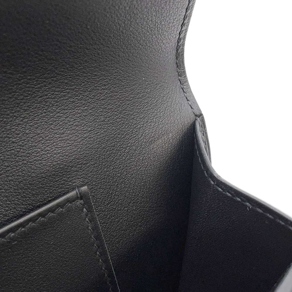 HERMES Birkin Shadow Clutch Bag Black Swift Leather