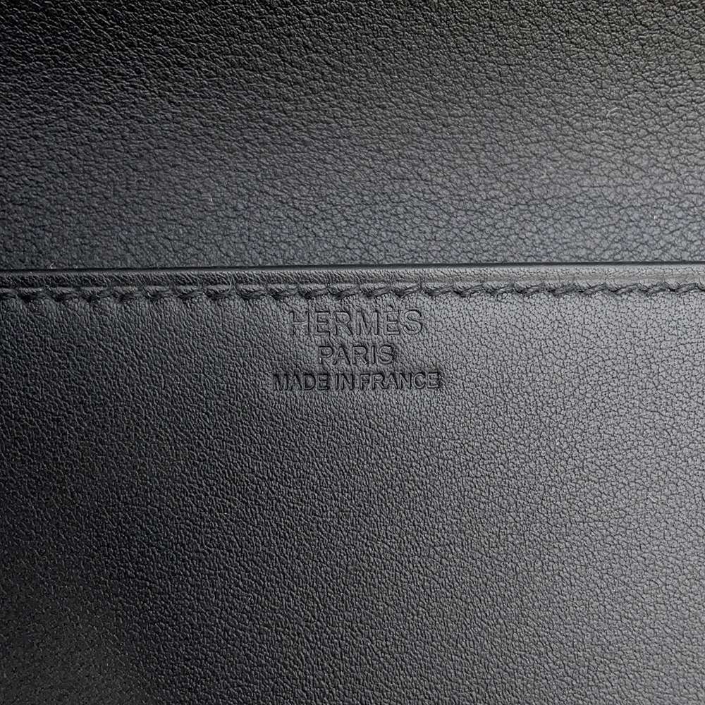 HERMES Birkin Shadow Clutch Bag Black Swift Leather