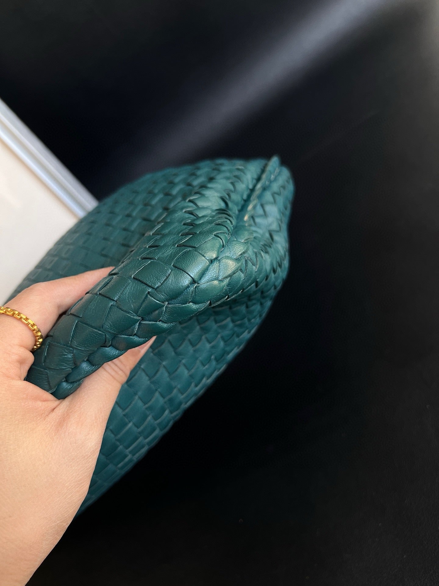 Bottega Veneta Veneta Hobo Teal Green 48cm Lambskin Leather