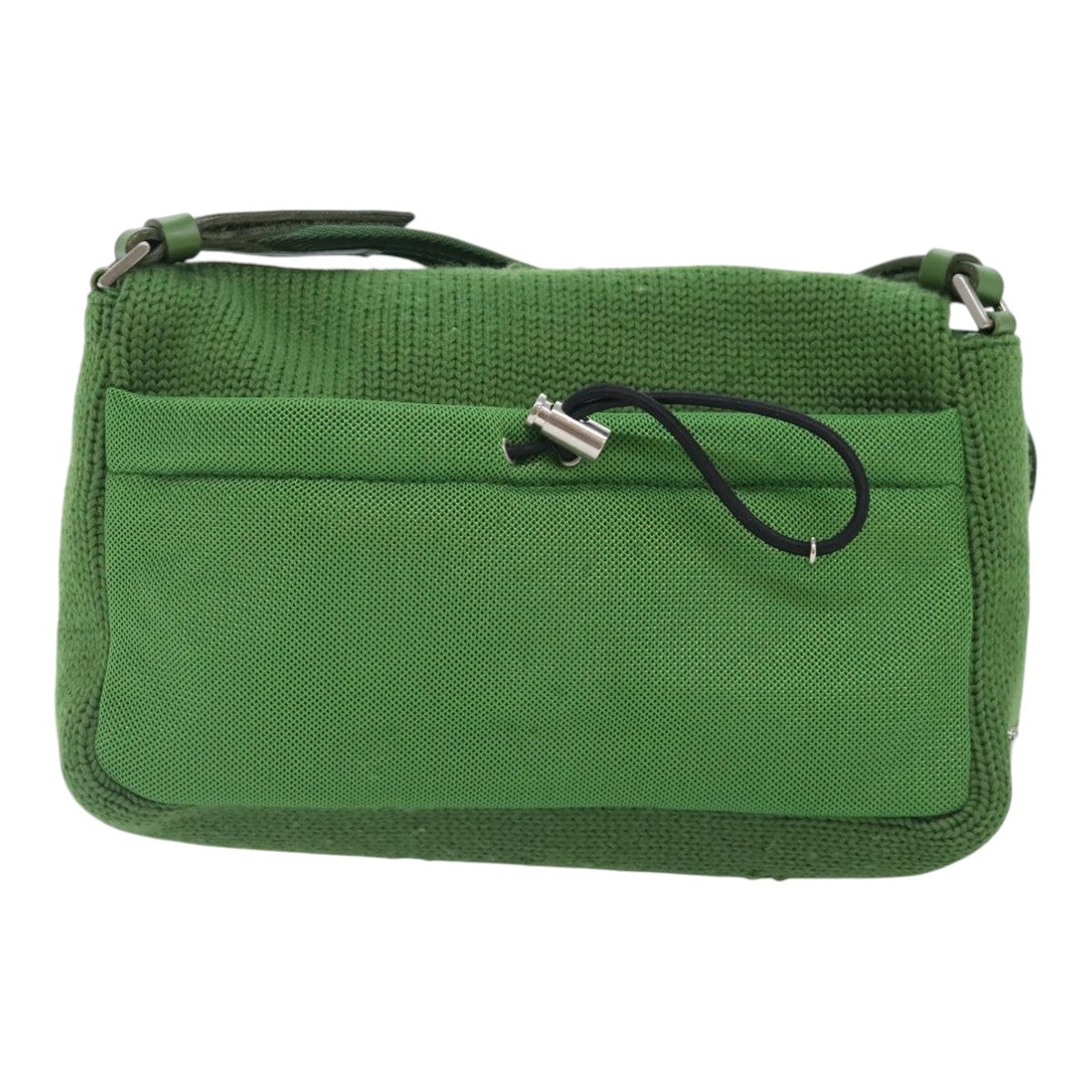 PRADA Shoulder Bag Knitted Fabrics Green Silver 93808
