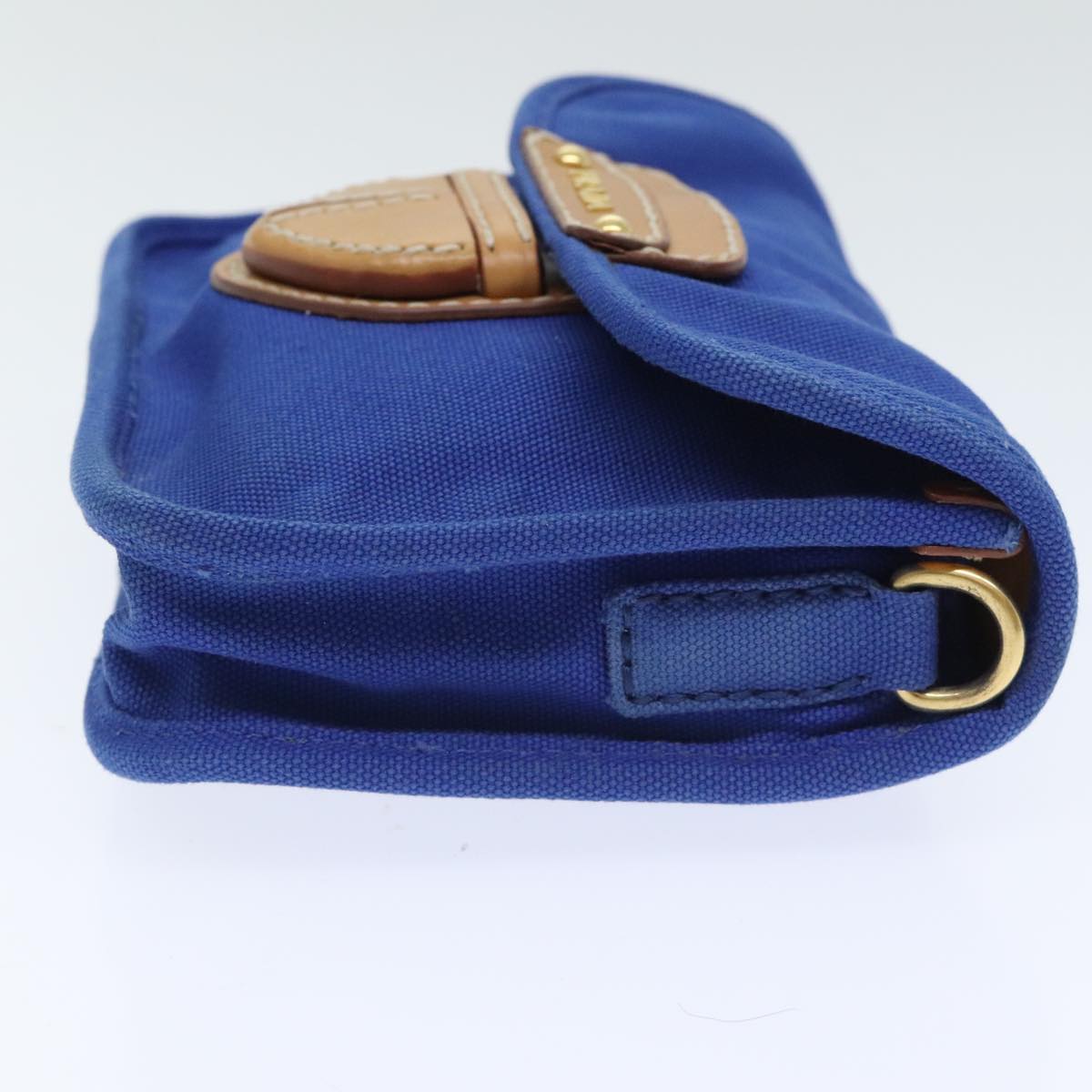 PRADA Shoulder Bag Canvas Blue Gold 93988