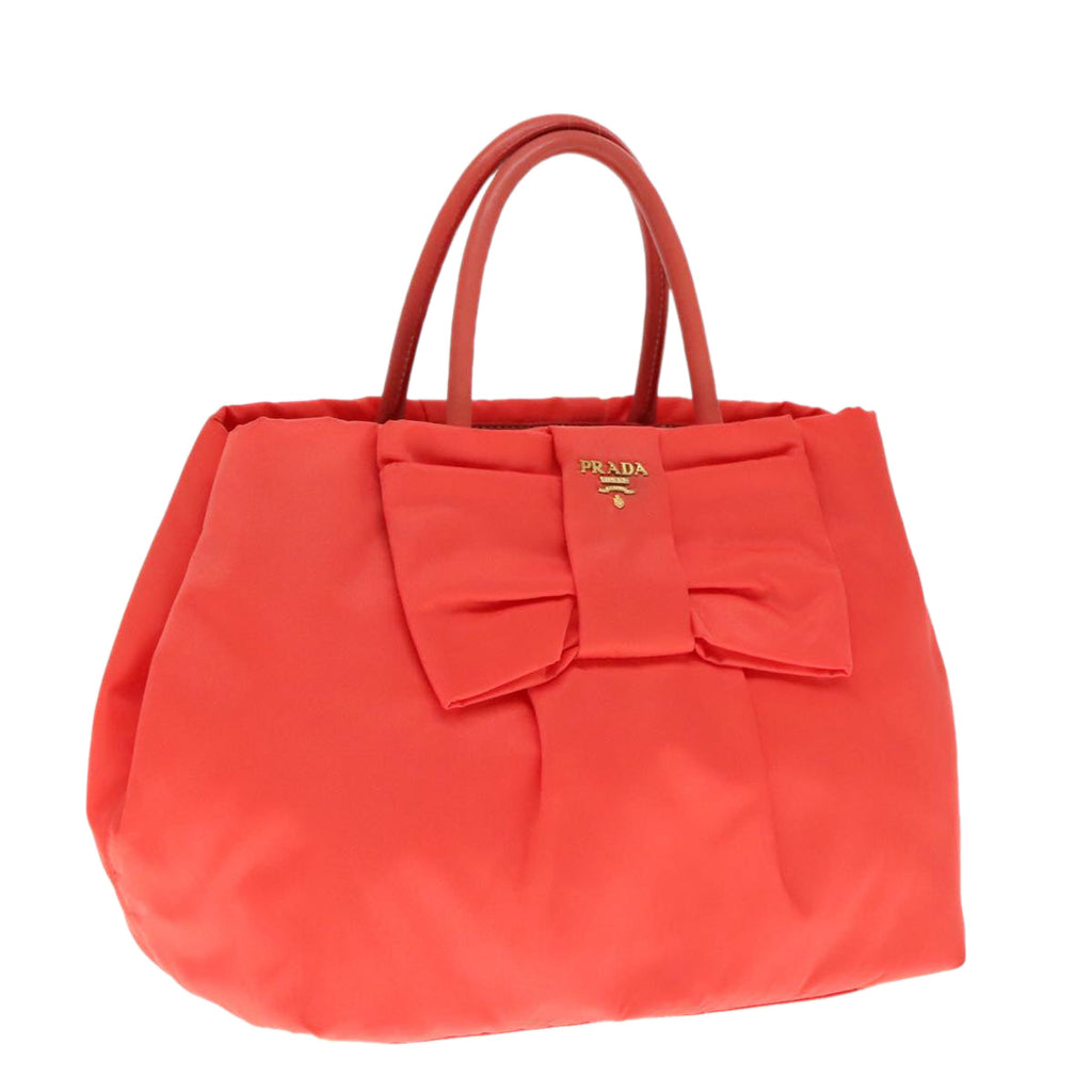 PRADA Hand Bag Nylon Orenge Sunset Gold 94395