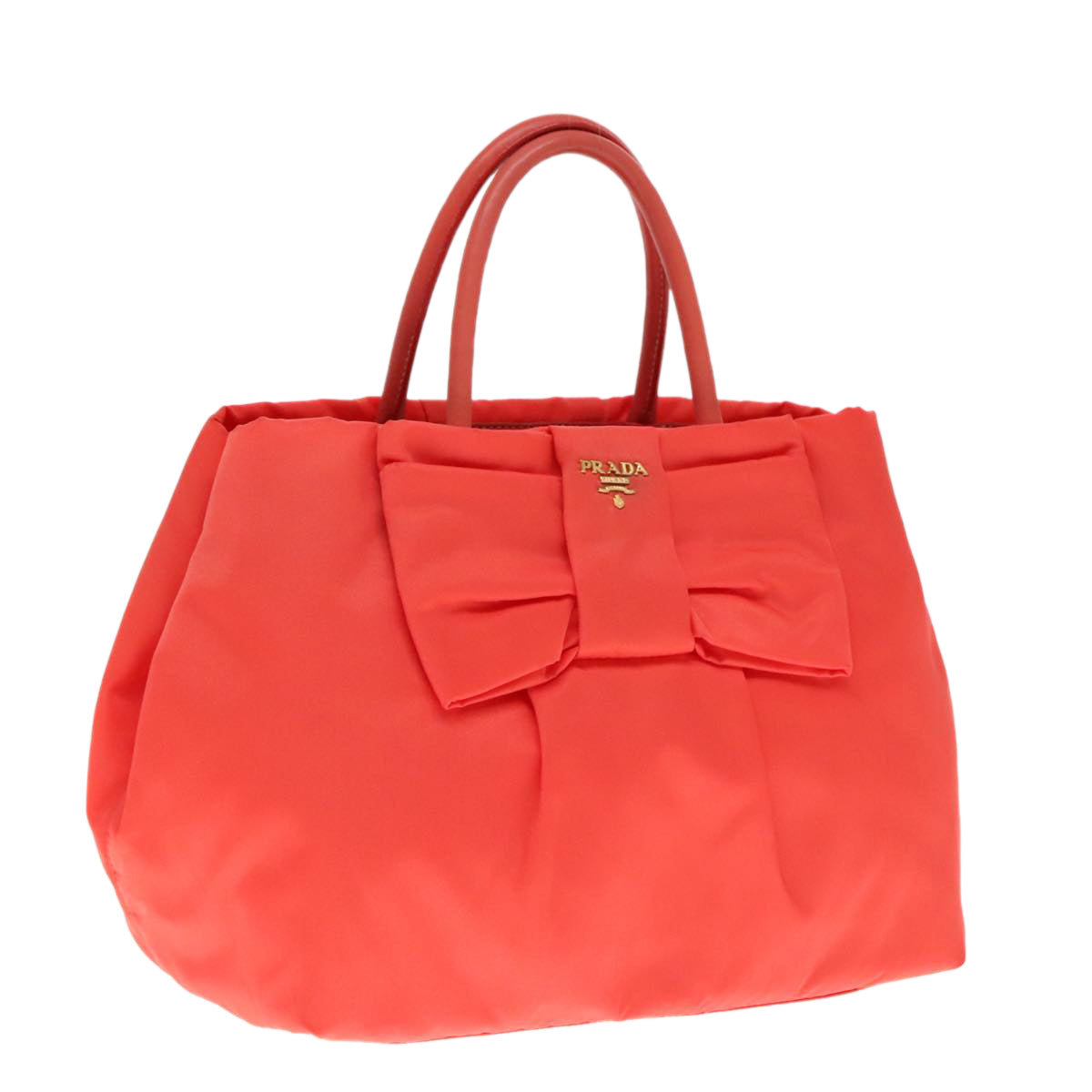 PRADA Hand Bag Nylon Orenge Sunset Gold 94395