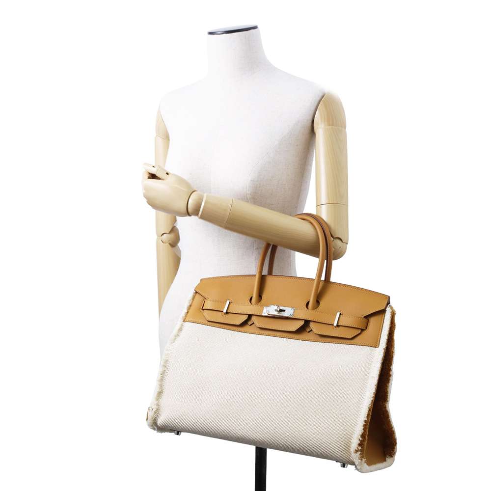 HERMES Birkin Frey Frey Sesame Twill Ash Swift Leather Size 35