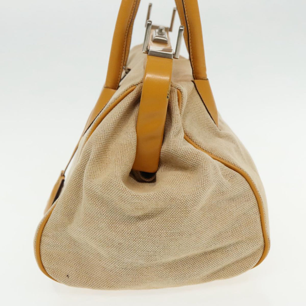 PRADA Hand Bag Canvas Beige Silver 94761